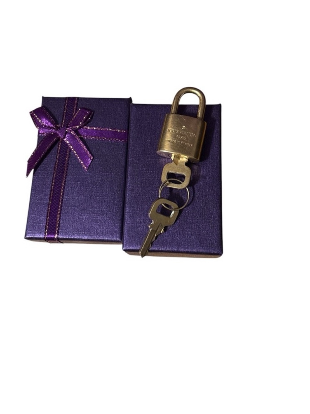 Louis Vuitton Gold Padlock with 2 Keys Purple Gift Box preowned